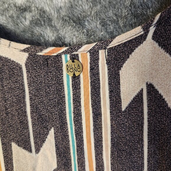 Billabong Grey Mini Dress Handkerchief Hem Boho Hippie Arrow Womens Size Medium - Picture 9 of 13